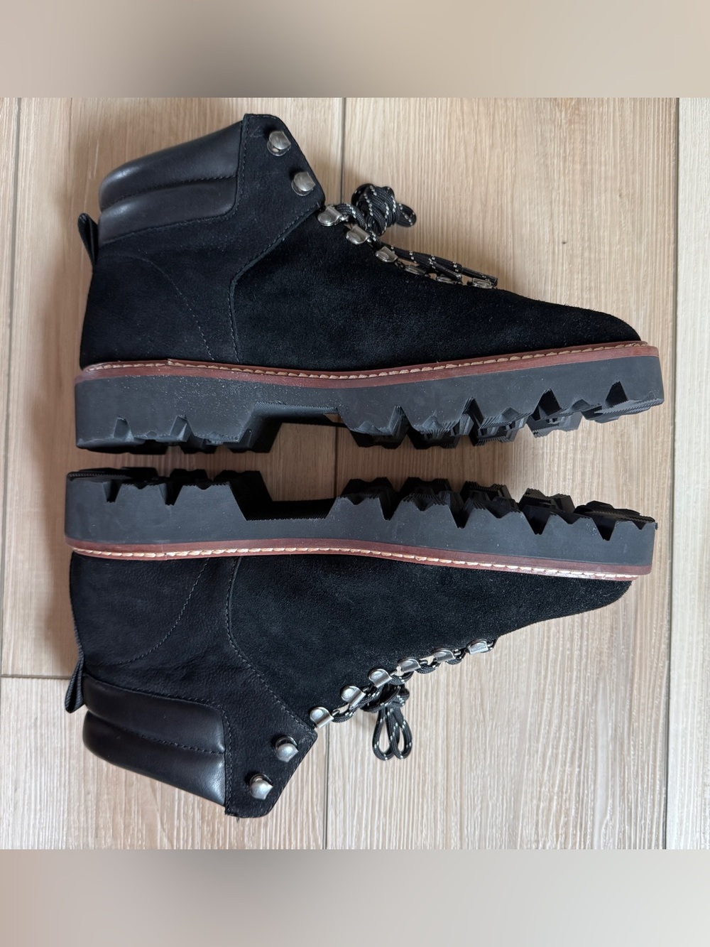NEW Madewell Boots Lug Sole Black Suede Leather Lace-up Size 8 - Picture 5 of 10
